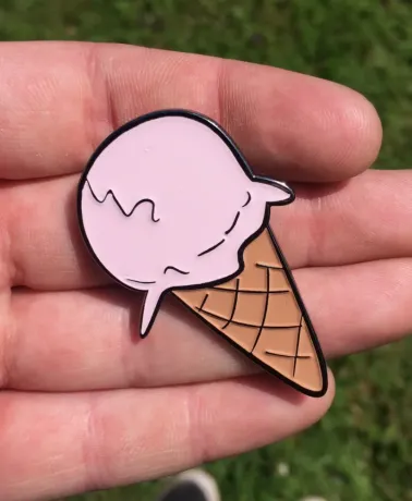 Super Sweet Pink Glazed DRIPPING ICE CREAM (with Cone) enamel pin badge