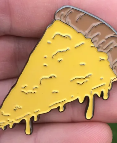 DRIPPING CHEESE (and DEFlNlTELY NO PlNEAPPLE) Pizza slice hard enamel pin badge