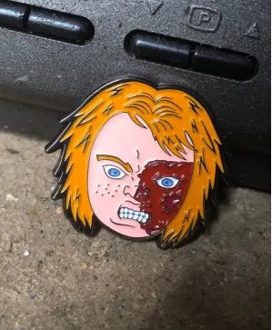 Child's Play 3 pizza face Chucky enamel pin badge