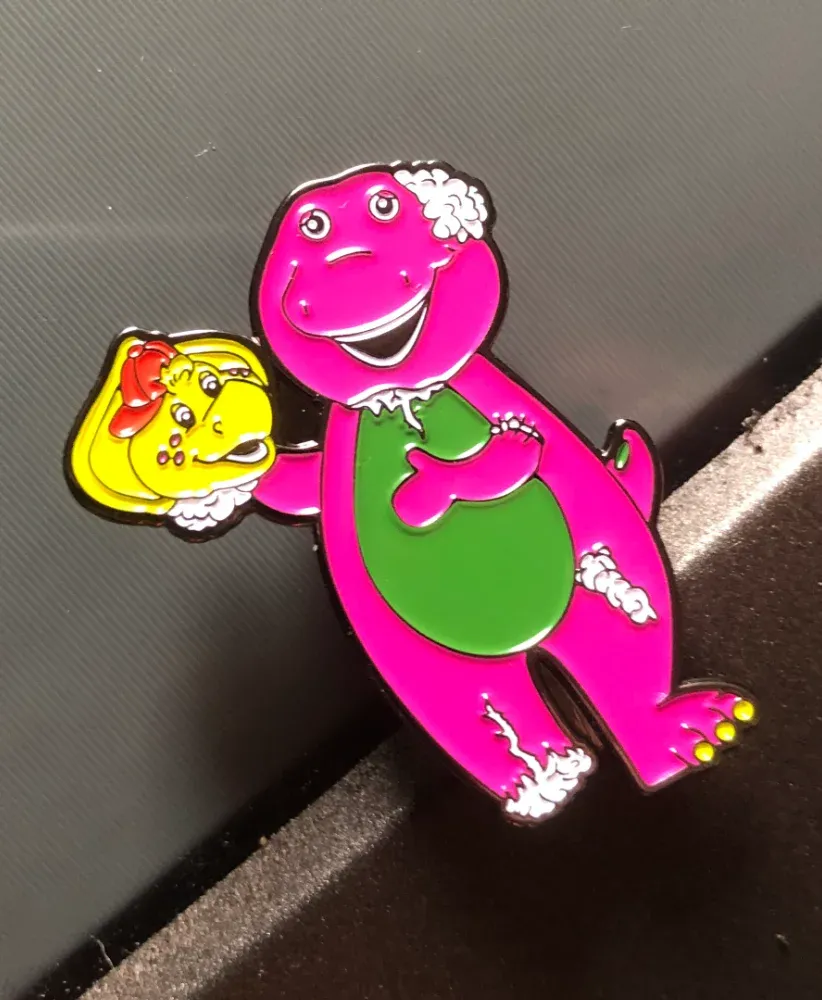 BARNEY THE DINOSAUR killing spree enamel pin badge