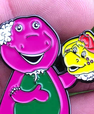 BARNEY THE DINOSAUR killing spree enamel pin badge