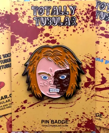 Child's Play 3 pizza face Chucky enamel pin badge