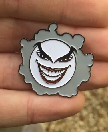POKEMON x BATMAN comic book styled JASTLY (Gastly and The Joker) enamel Pin Badge