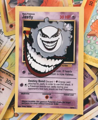 POKEMON x BATMAN comic book styled JASTLY (Gastly and The Joker) enamel Pin Badge