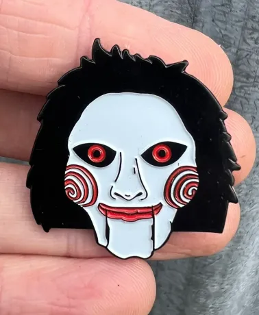 Saw Jigsaw Puppet Billy face soft enamel pin badge