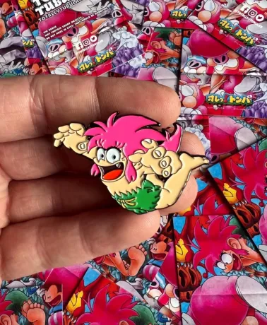 TOMBA! Leaping enamel metal Pin Badge