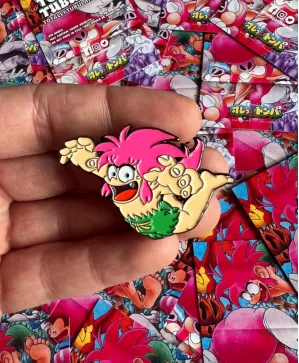 TOMBA! Leaping enamel metal Pin Badge
