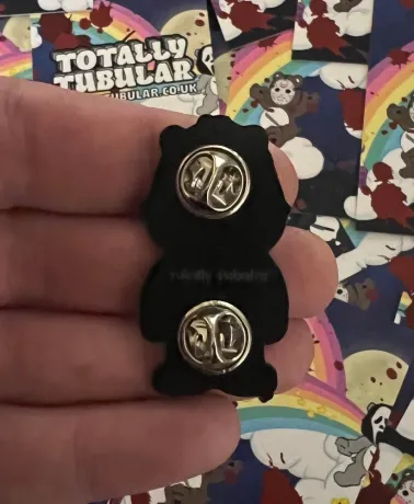 INTENSIVE CARE BEAR wearing Michael Myers mask enamel metal Pin Badge