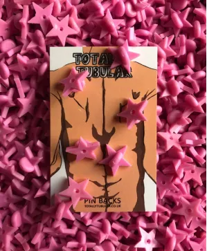 Bright Pink Shaped Rubber push on pin badge backs