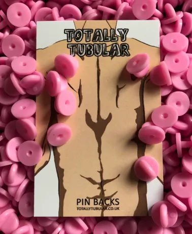Pink Rubber push on pin badge backs