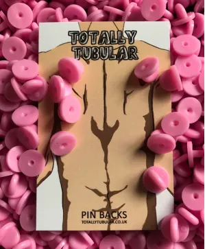 Pink Rubber push on pin badge backs