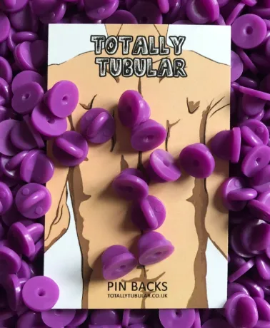 Purple Rubber push on pin badge backs