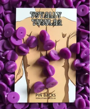 Purple Rubber push on pin badge backs