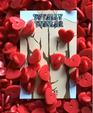 Red Love Heart Shaped Rubber push on pin badge backs