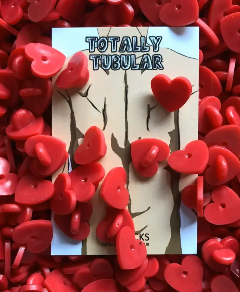 Red Love Heart Shaped Rubber push on pin badge backs