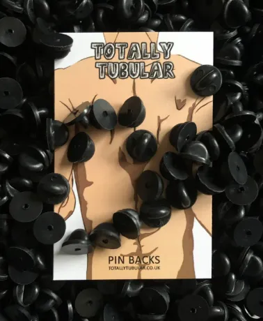Black Rubber push on pin badge backs