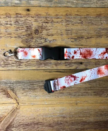 Blood Splattered All Over Print white Lanyard