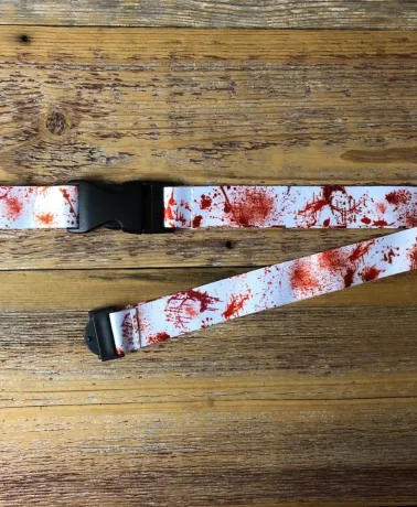 Blood Splattered All Over Print white Lanyard