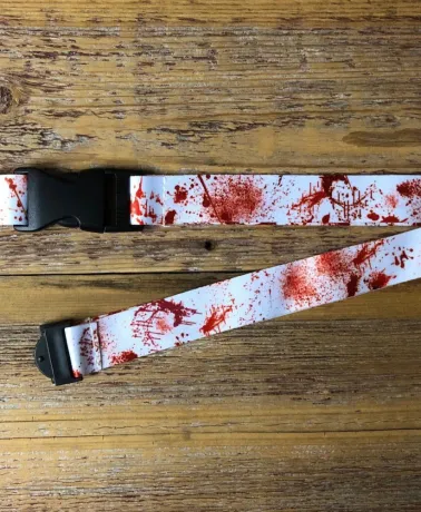Blood Splattered All Over Print white Lanyard