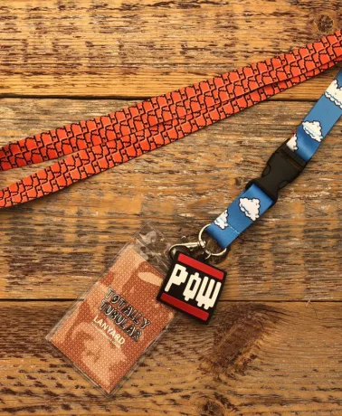 Super Mario Bros Inspired Cloud and Brick Print Lanyard