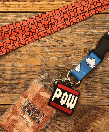 Super Mario Bros Inspired Cloud and Brick Print Lanyard