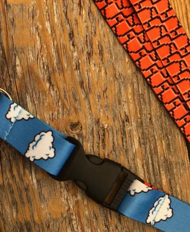Super Mario Bros Inspired Cloud and Brick Print Lanyard
