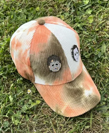 THE OLD GUYS MYERS & LEATHERFACE TIE DYE CORDUROY ORANGE STRAPBACK BASEBALL CAP