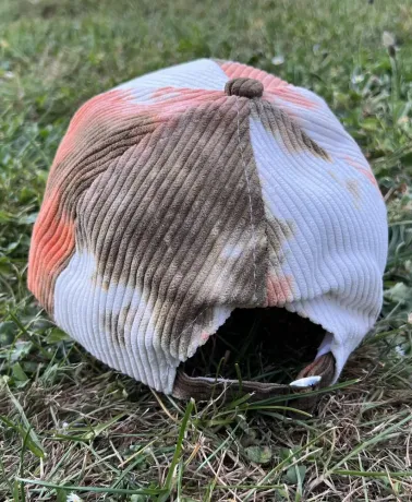 THE OLD GUYS MYERS & LEATHERFACE TIE DYE CORDUROY ORANGE STRAPBACK BASEBALL CAP