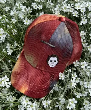 MICHAEL MYERS TIE DYE CORDUROY RED STRAPBACK BASEBALL CAP