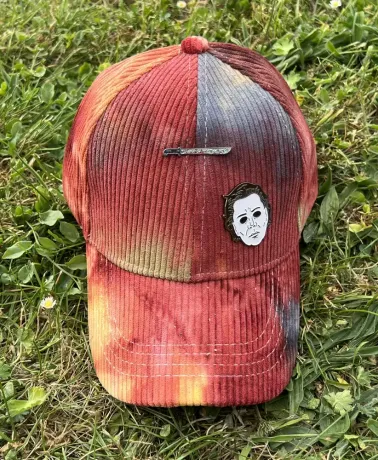 MICHAEL MYERS TIE DYE CORDUROY RED STRAPBACK BASEBALL CAP