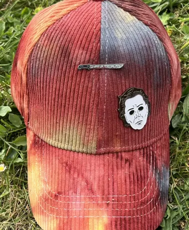 MICHAEL MYERS TIE DYE CORDUROY RED STRAPBACK BASEBALL CAP