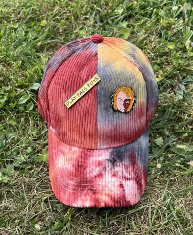 KILLER PLAY PALS CHUCKY TIE DYE CORDUROY RED STRAPBACK BASEBALL CAP