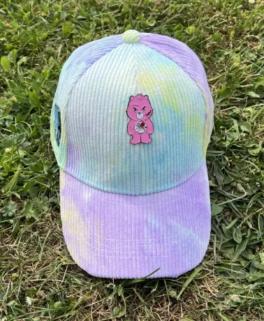 INTENSIVE CARE BEAR PARTY TIE DYE CORDUROY PINK & BLUE STRAPBACK BASEBALL CAP