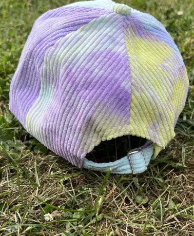 INTENSIVE CARE BEAR PARTY TIE DYE CORDUROY PINK & BLUE STRAPBACK BASEBALL CAP
