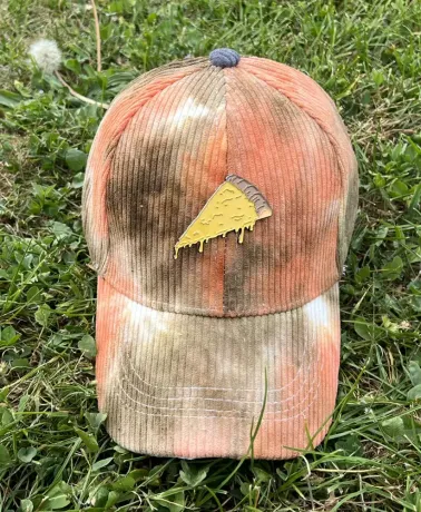 PIZZA ORANGE TIE DYE CORDUROY STRAPBACK BASEBALL CAP