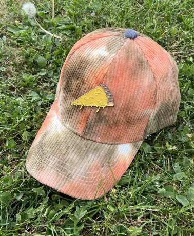 PIZZA ORANGE TIE DYE CORDUROY STRAPBACK BASEBALL CAP