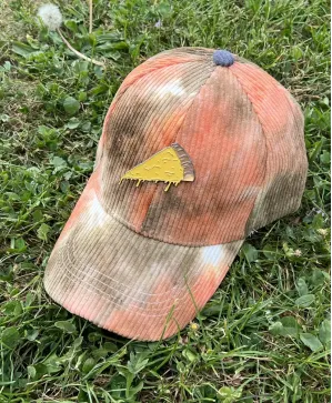PIZZA ORANGE TIE DYE CORDUROY STRAPBACK BASEBALL CAP