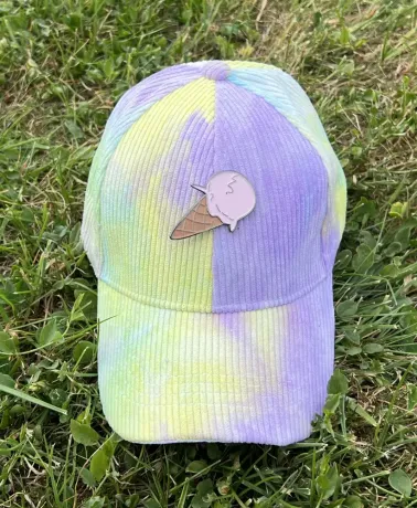 ICE CREAM PURPLE & GREEN TIE DYE CORDUROY STRAPBACK BASEBALL CAP