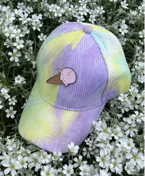 ICE CREAM PURPLE & GREEN TIE DYE CORDUROY STRAPBACK BASEBALL CAP
