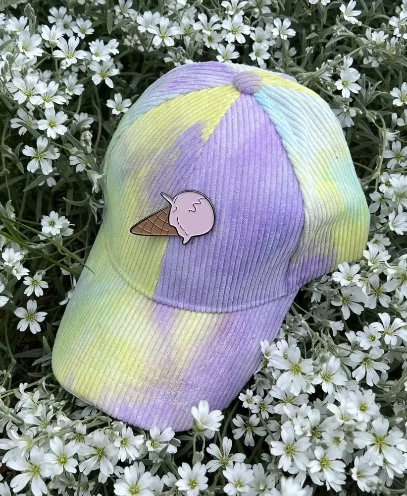 ICE CREAM PURPLE & GREEN TIE DYE CORDUROY STRAPBACK BASEBALL CAP