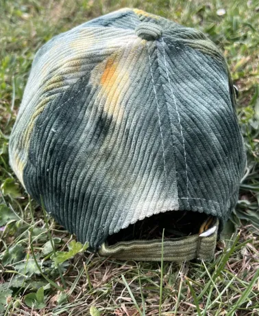 ODDWORLD SLIG BARRACKS & MUDOKON POP TIE DYE CORDUROY GREEN STRAPBACK BASEBALL CAP