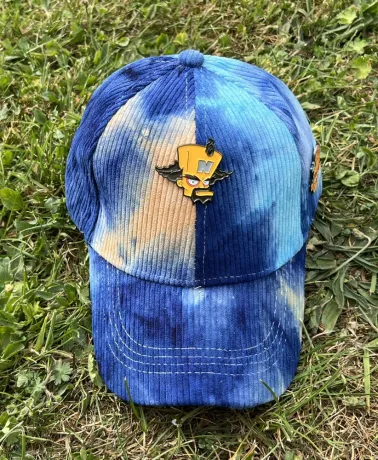CRASH BANDICOOT DR NEO CORTEX & DR NITRUS BRIO TIE DYE CORDUROY BLUE STRAPBACK BASEBALL CAP