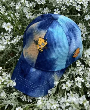 CRASH BANDICOOT DR NEO CORTEX & DR NITRUS BRIO TIE DYE CORDUROY BLUE STRAPBACK BASEBALL CAP