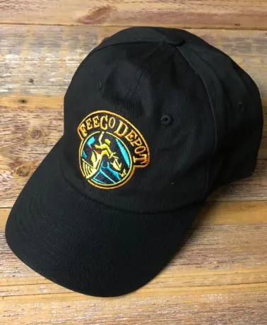 ODDWORLD FeeCO Depot logo emrbroidered black strapback baseball cap