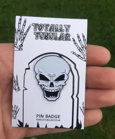 Cool Skull hard enamel pin badge (too much death)
