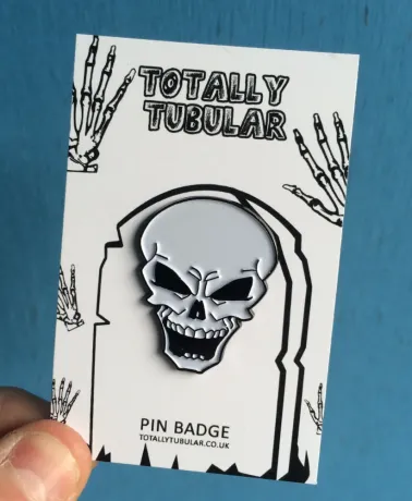 Cool Skull hard enamel pin badge (too much death)