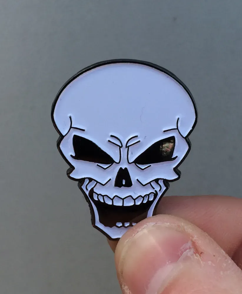Cool Skull hard enamel pin badge (too much death)