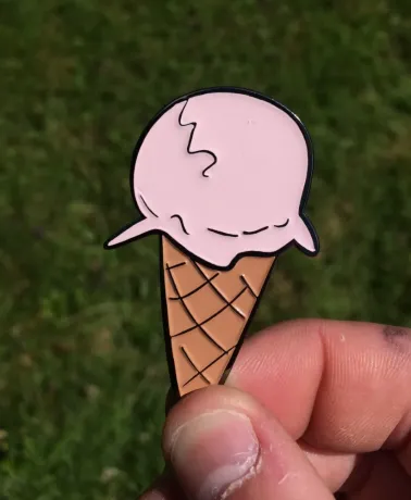 Super Sweet Pink Glazed DRIPPING ICE CREAM (with Cone) enamel pin badge