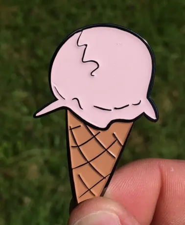 Super Sweet Pink Glazed DRIPPING ICE CREAM (with Cone) enamel pin badge