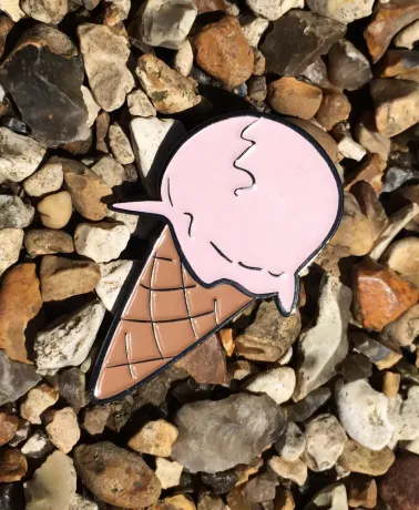 Super Sweet Pink Glazed DRIPPING ICE CREAM (with Cone) enamel pin badge
